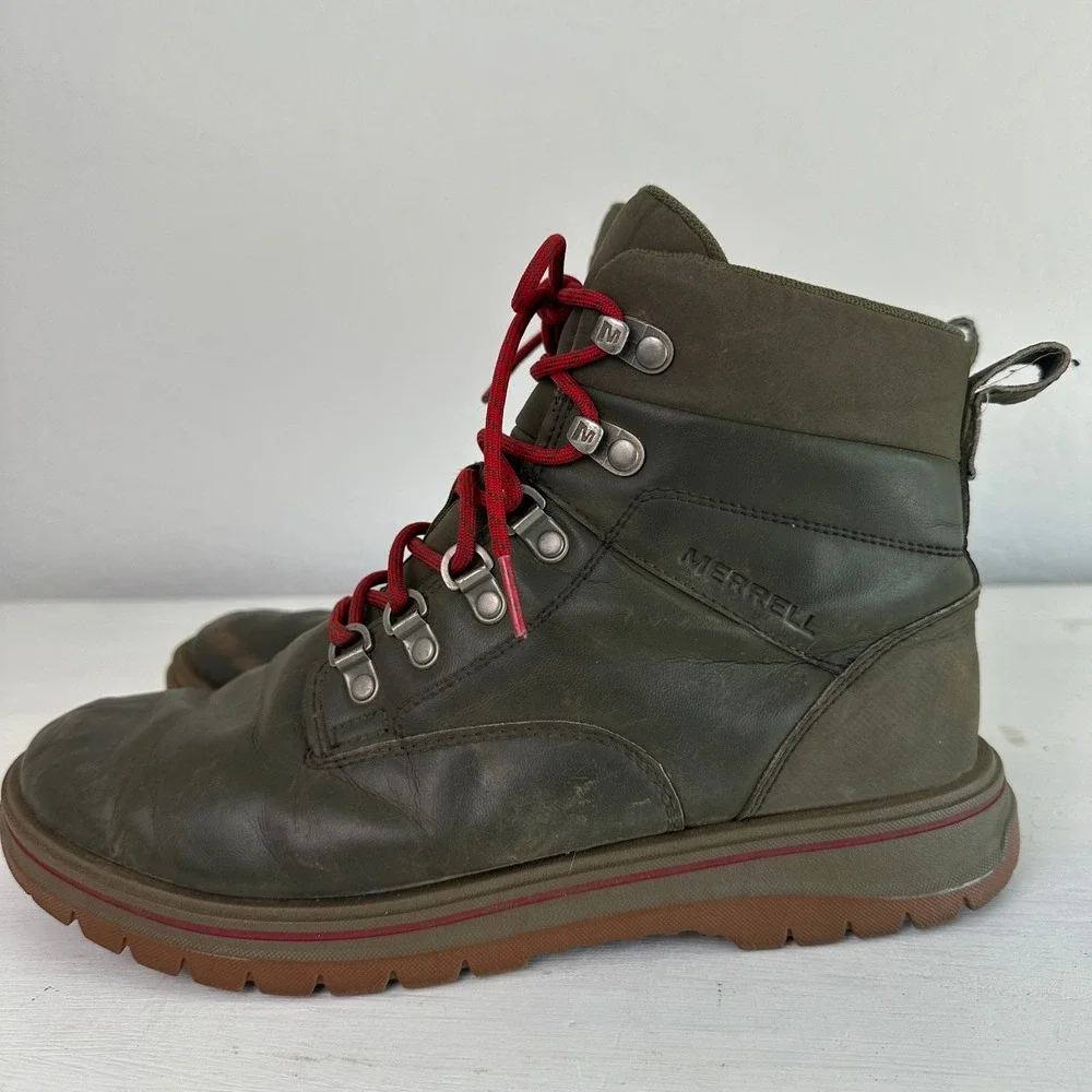Merrell Hiking Boots Mens 9 J310953C Dusty Olive Leather Lace Up Performance